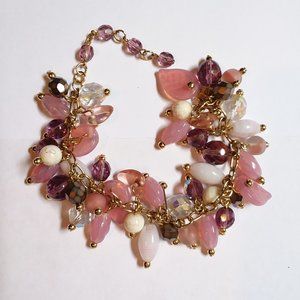 Vintage Joan Rivers Signed Pink Glass Leaf Irides